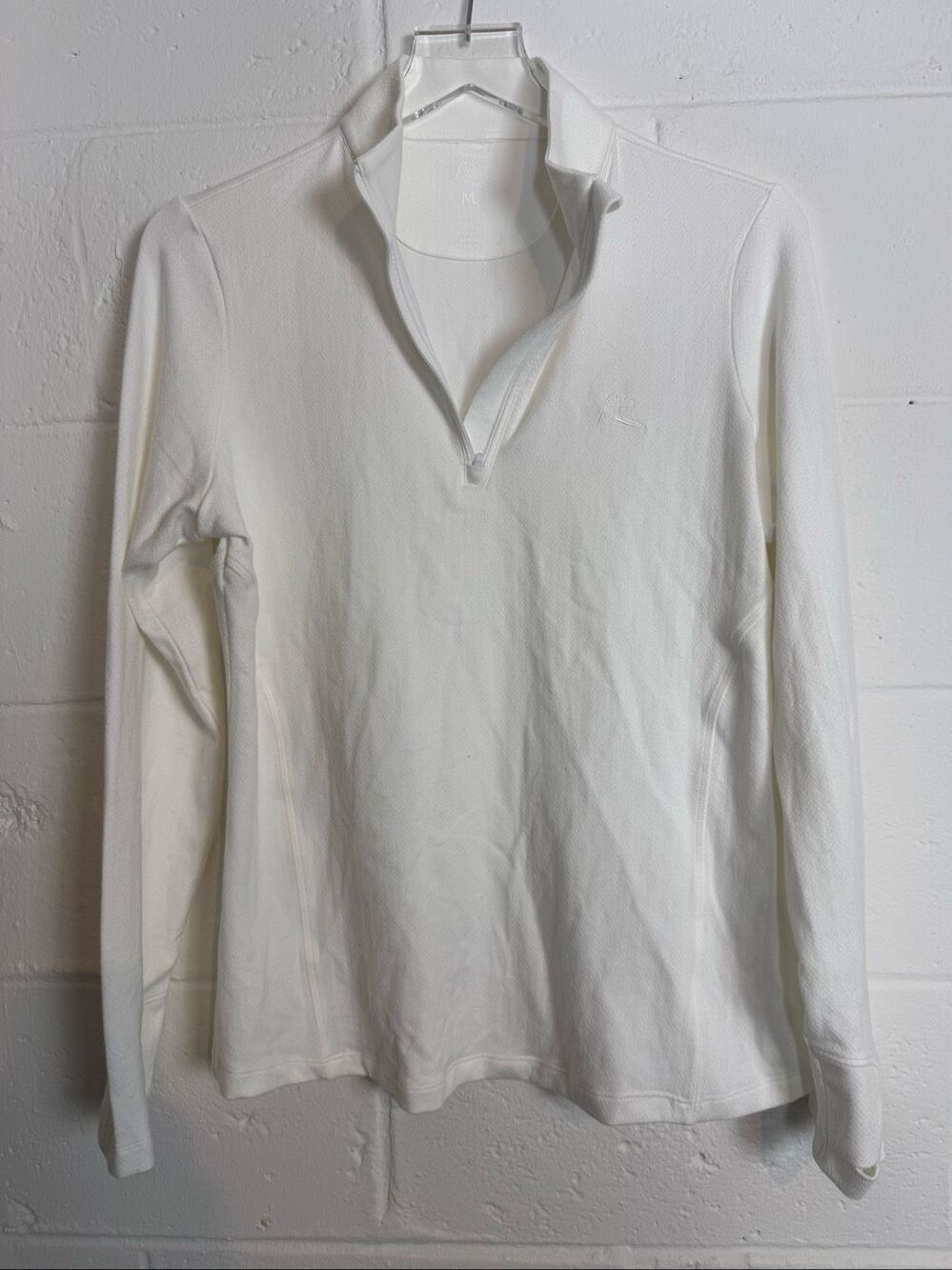 Rhoback Women’s M White Solid Performance Q-Zip Golf Athletic Quarter Zip Pullov